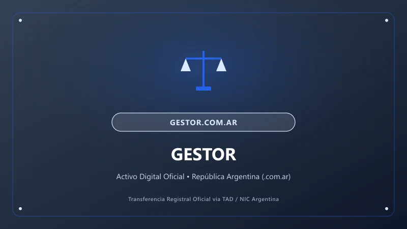 Identidad visual y presentación comercial del nombre de dominio gestor.com.ar en venta